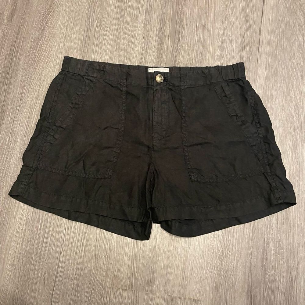 Lou & Grey 100% Linen Black Shorts Cargo Summer Size Small